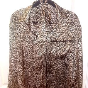ZARA Satin Leopard Blouse